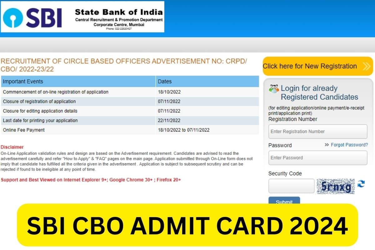 Carte D'Admission Cbo D'Officier Basé Sur Le Cercle Sbi 2024