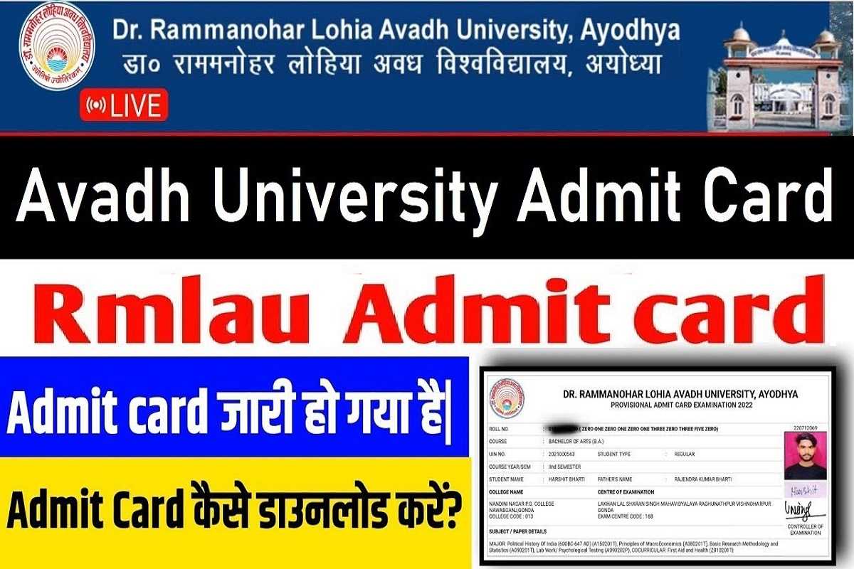 Dr. Rmlau Ug/Pg Admit Card 2024 Ba, Bsc, Bcom, Hall Ticket