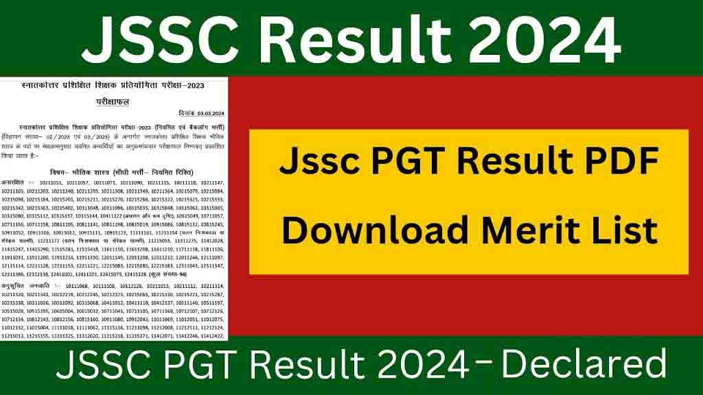 Jharkhand Jssc Pgt Teacher Result 2024