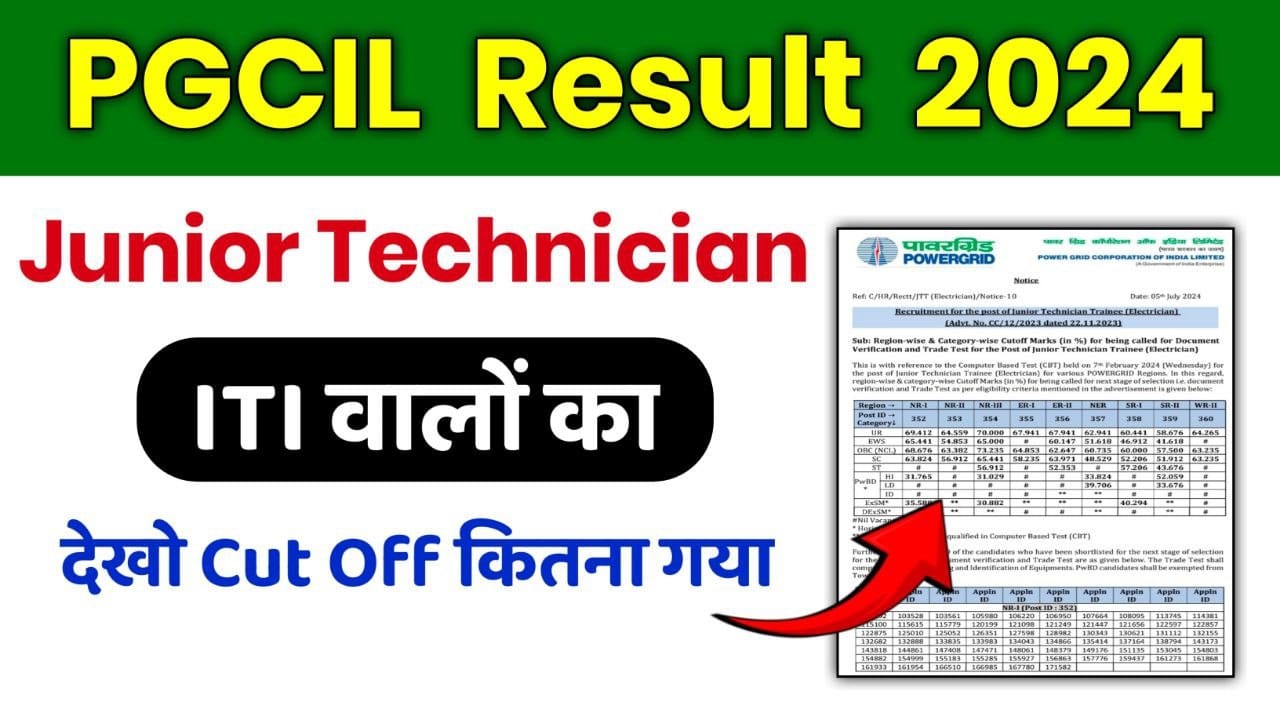 Pgcil Junior Technician Trainee Jtt Result 2023